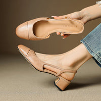 Leonie | Damen Echtleder Slingback-Pumps mit Mandelspitze – Aprikose