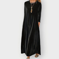 Elisabeth | Damen Elegant Formal Dress Langarm Samt Maxi-Kleid – Schwarz