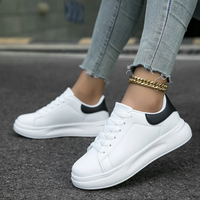 Damen elegante lässige Sneaker | Weiß – Weiß mit Schwarz