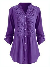 Damen elegante Sommerbluse | Langarm – Lila
