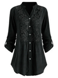 Damen elegante Sommerbluse | Langarm – Schwarz