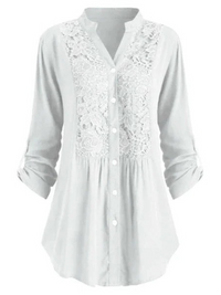 Damen elegante Sommerbluse | Langarm – Weiß