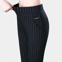 Damen elegante Stretchhose | Sommer – Schwarz gestreift