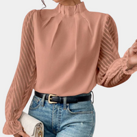 Damen elegante Vintage-Bluse | Langarm – Rosa
