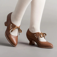 Damen elegante Vintage Schuhe mit Absätzen | Bequem – Braun