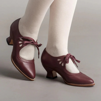 Damen elegante Vintage Schuhe mit Absätzen | Bequem – Rot