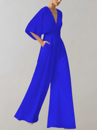 Damen eleganter Jumpsuit mit weitem Bein | Hochzeitsgäste – Blau