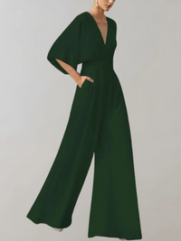 Damen eleganter Jumpsuit mit weitem Bein | Hochzeitsgäste – Grün