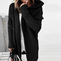 Damen eleganter langer Cardigan | Strick – Schwarz