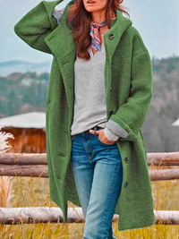 Damen eleganter Mantel mit Kapuze | Warme – Grün