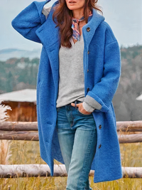 Damen eleganter Mantel mit Kapuze | Warme – Saphirblau