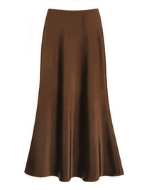Damen eleganter Maxirock | Lang – Dunkelbraun
