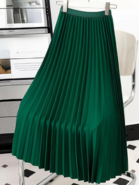 Damen eleganter Midirock mit hoher Taille | Lang – Grün