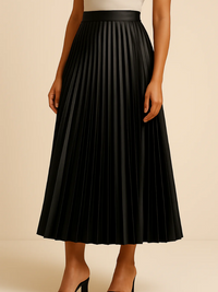 Damen eleganter Midirock mit hoher Taille | Lang – Schwarz
