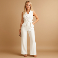 Damen eleganter Wickel-Jumpsuit | Hochzeitsgäste – Weiß