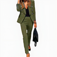 Damen elegantes Blazer- und Hosen-Set | Moderne – Grün