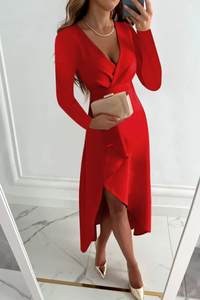 Damen elegantes Bürokleid | Midi – Rot