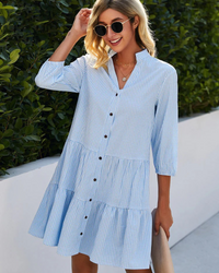Damen elegantes Sommerkleid | Mini – Himmelblau