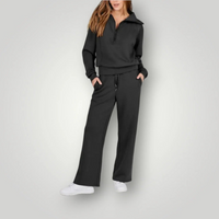 Damen elegantes Loungewear-Set | Zweiteiler – Schwarz