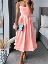 Damen elegantes schmeichelhaftes Kleid | Midi – Rosa