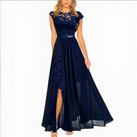 Damen elegantes Spitzen-Party-Kleid | Maxi – Marine