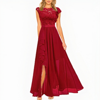 Damen elegantes Spitzen-Party-Kleid | Maxi – Rot