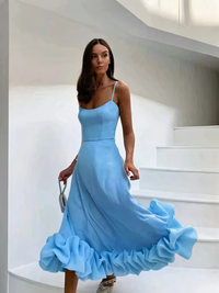 Damen elegantes Vintage-Bustierkleid | Midi – Blau