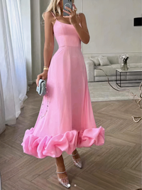 Damen elegantes Vintage-Bustierkleid | Midi – Rosa