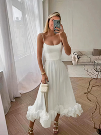 Damen elegantes Vintage-Bustierkleid | Midi – Weiß