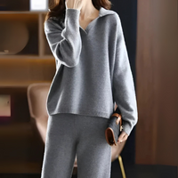 Damen elegantes warmes Loungewear-Set | Modern – Grau
