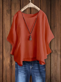 Damen entspanntes Tunikatop | Kurzarm – Orange