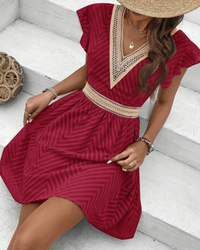 Damen fließendes Sommerkleid | Mini – Rot