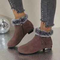 Luisa | Damen Gefütterte Wildleder Ankle Boots mit Kunstfell-Abschluss – Braun