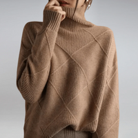 Damen gemütlicher Pullover | Rollkragen – Braun