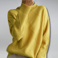 Damen gemütlicher Pullover | Rollkragen – Gelb