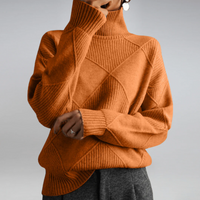 Damen gemütlicher Pullover | Rollkragen – Orange