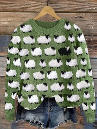 Damen gemütlicher Vintage-Schafpullover | Gestrickt – Grün