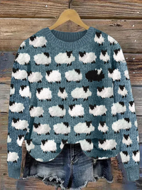 Damen gemütlicher Vintage-Schafpullover | Gestrickt – Blau