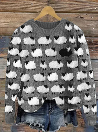 Damen gemütlicher Vintage-Schafpullover | Gestrickt – Grau
