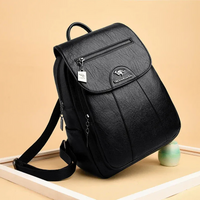 Damen geräumiger Rucksack | reißverschluss – Schwarz