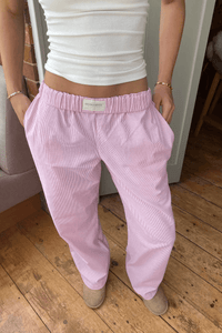 Damen Hose mit elastischem Bund und Seitentaschen – Rosa