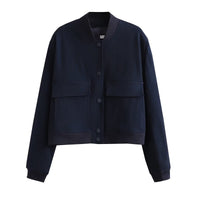 Damen Jacke mit Reißverschluss und zwei Fronttaschen – Marine