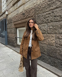 Damen-Jacke mit Reverskragen und Knopfverschluss vorne – Braun