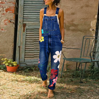 Damen-Jumpsuit aus geblümtem Denim | Sommer – Blau