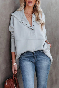 Frieda | Damen Kapuzen-Tunika Langarm Oversized Hoodie Pullover – Grau