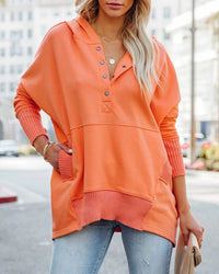 Frieda | Damen Kapuzen-Tunika Langarm Oversized Hoodie Pullover – Orange