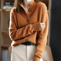 Charlotte | Damen Kaschmirmix Strick Cardigan mit Knopfleiste – Orange