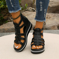 Damen Keil-Sommersandalen | Bequeme – Schwarz