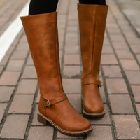 Damen klassische hohe Stiefel | Cowboy – Braun