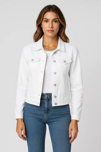 Damen klassische Jeansjacke | Leichte – Weiß